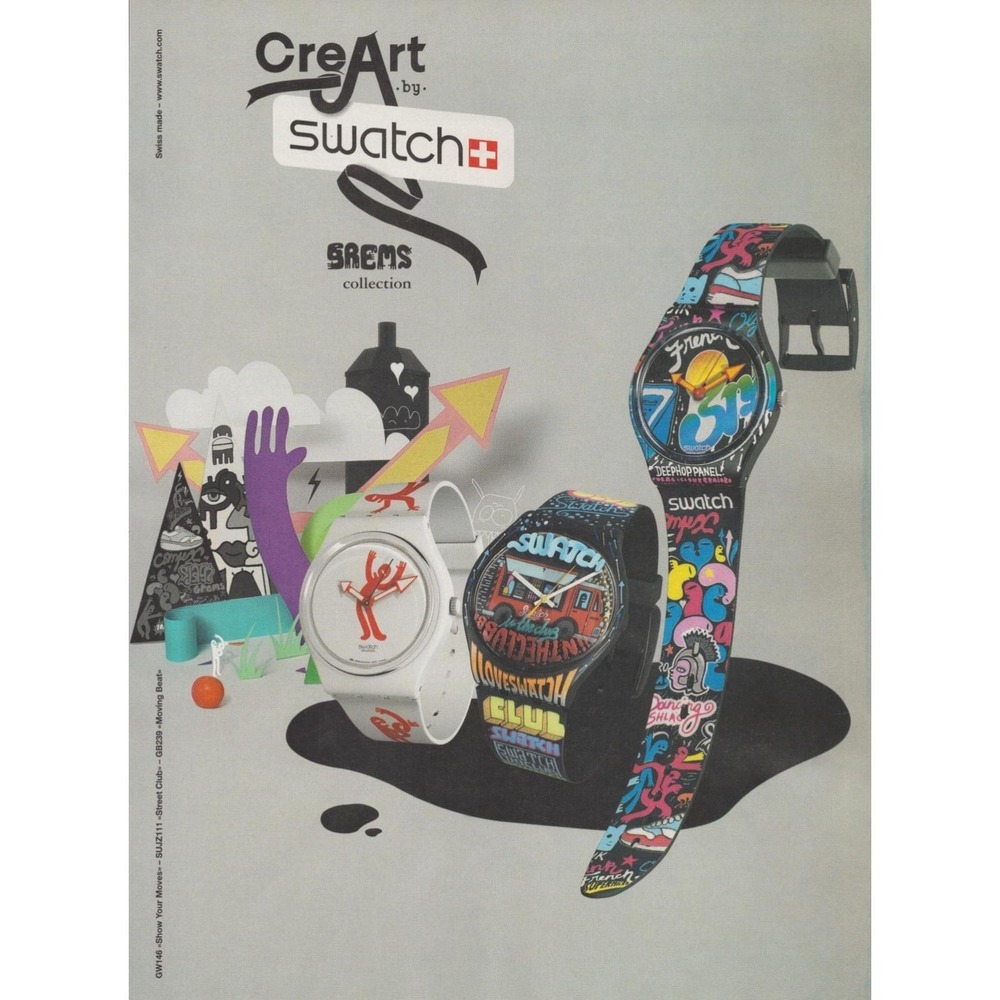 2009 Swatch CreArt Print Ad SREMS Collection Swiss Watch Fashion Decor